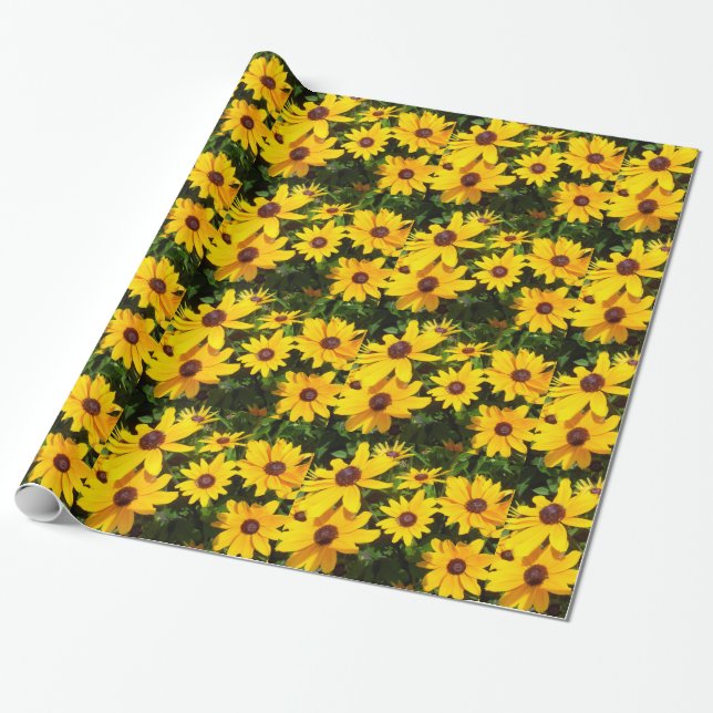 Papel De Presente Rudbeckias de olhos pretos de Susans- (Desenrolado)