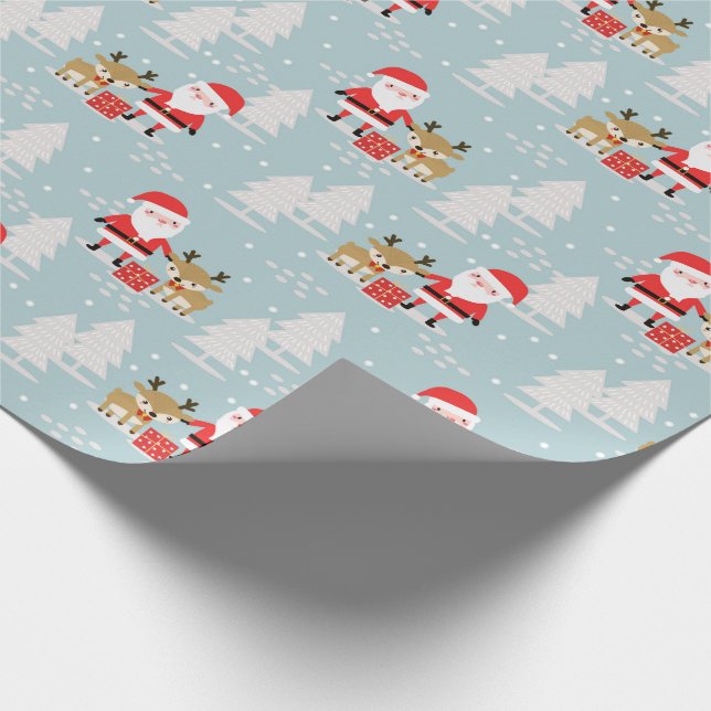 Papel De Presente Rudolfo e Pinheiros de Natal (Ponta)