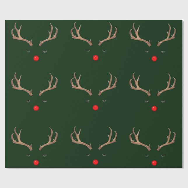 Papel De Presente Rudolph Dark Green Wrappaper (Aberto)