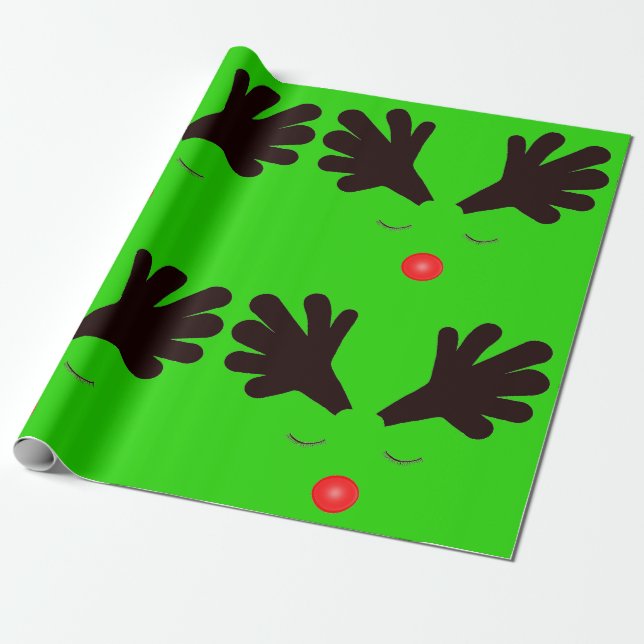 Papel De Presente Rudolph Green Wrappaper (Desenrolado)