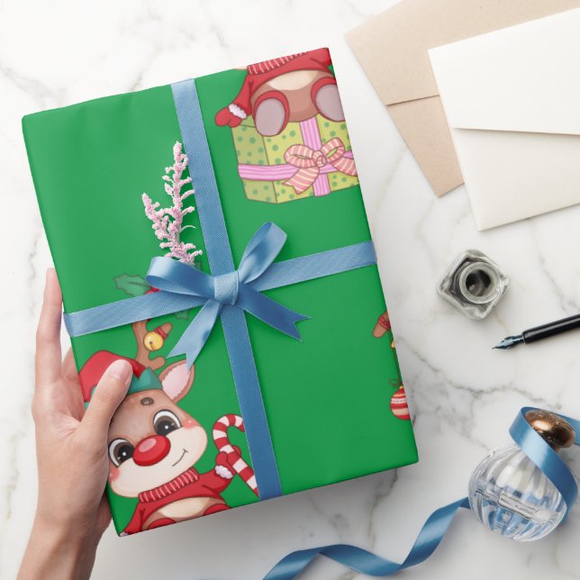 Papel De Presente Rudolph Red Nose Reindet no Natal (Presentear)