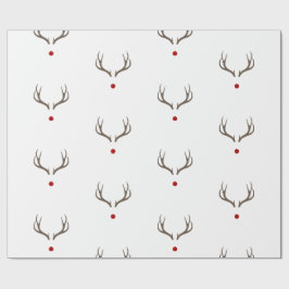 Papel De Presente Rudolph Reindeer Antlers Red Nose Feriado