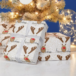 Papel De Presente Rudolph Reindeer Feliz Natal
