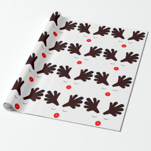 Papel De Presente Rudolph White Wraping Paper