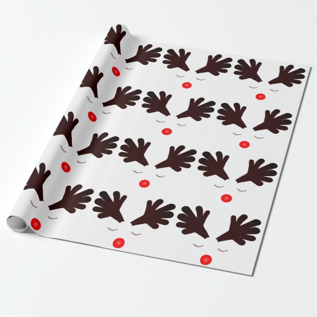 Papel De Presente Rudolph White Wraping Paper (Desenrolado)