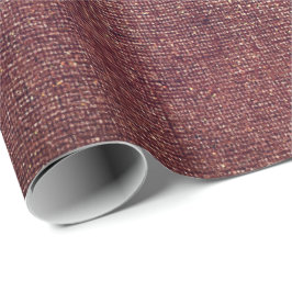 Papel De Presente Russo Dourado Marrom Blush Linen Burlap, Burgundy
