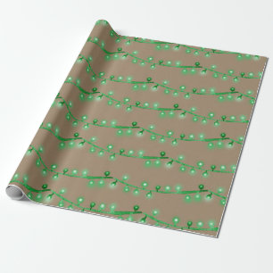 Papel De Presente Russo Kraft Vintage Luzes Verde Brilhantes