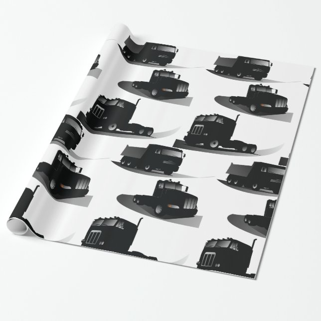 Papel De Presente Russo Três Caminhões Negros Vintage Design (Desenrolado)
