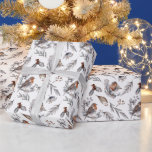 Papel De Presente Rustic Botanic Robin Christmas<br><div class="desc">Um belo padrão rústico de latão de inverno inclui folhas de eucalipto, ramos de pinheiro, sagrado e muito mais. Esta design botânica de aquarela é perfeita para o acondicionamento de presente de Natal. Cinzas com mudas, azul, verde e marrom fazem com que este padrão de floresta seja uma exibição elegante...</div>