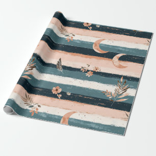 Papel De Presente Rustic Celestial Faixa Lua Sol Terroso (2)