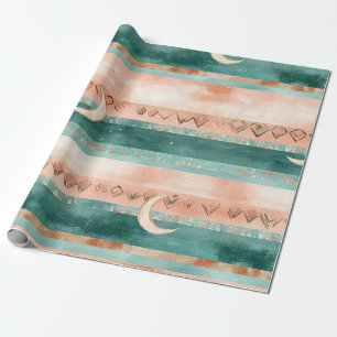 Papel De Presente Rustic Celestial Faixa Lua Sol Terroso (8)