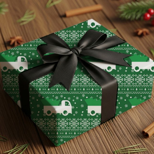 Papel De Presente Rustic Christmas Truck Wrapping Paper (Criador carregado)