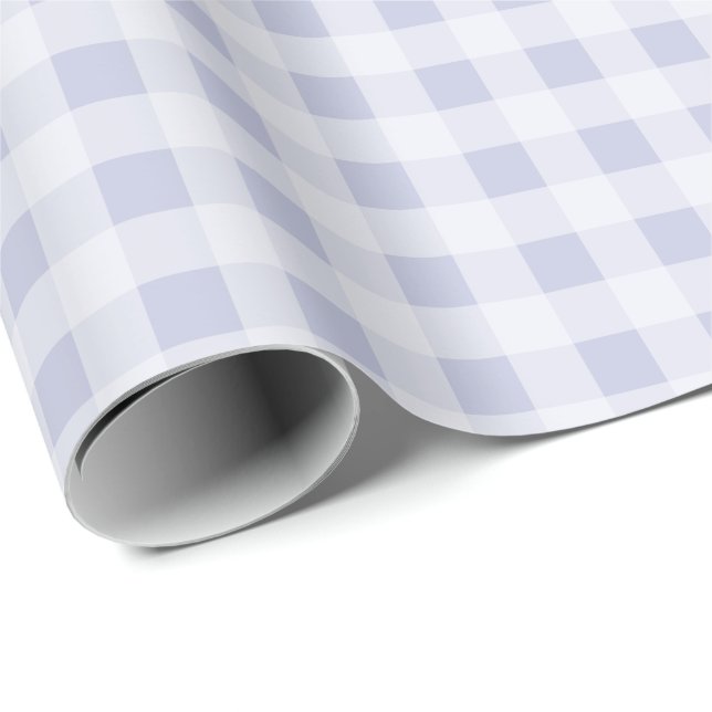 Papel De Presente Rustic Cool Periwinkle Gray Gingham Wrapping Paper (Ponta do rolo)