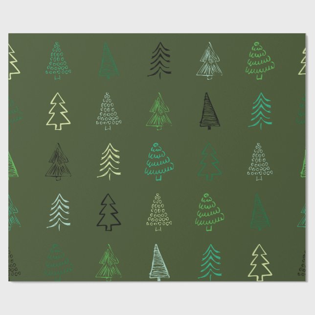 Papel De Presente "Rustic Evergreen Christmas Wrappaper" (Aberto)