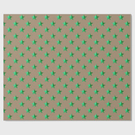 Papel De Presente Rustic Kraft Bright Green Stars