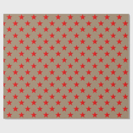 Papel De Presente Rustic Kraft Bright Red Stars