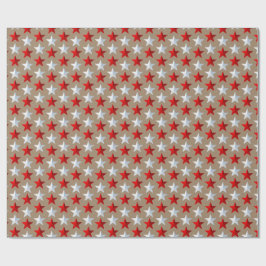 Papel De Presente Rustic Kraft Bright Red White Stars