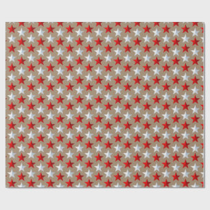 Papel De Presente Rustic Kraft Bright Red White Stars