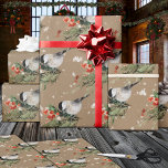 Papel De Presente Rustic Kraft Chickadees Spruce Sprigs Red Berries<br><div class="desc">Um papel de embalagem de Natal Kraft,  com aves de frango boné pretas pintadas a aquarela,  num ramo de árvore verde,  com morangos brancos e vermelhos,  com um padrão repetido em papel cor Kraft.</div>