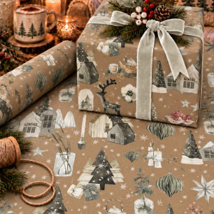 Papel De Presente Rustic Kraft Tudo Natal Escandinavo 2