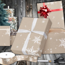 Rustic Kraft Winter White Flocos de neve brilhante