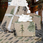 Papel De Presente Rustic Kraft Winter Woodland Snowy Spruce Trees<br><div class="desc">Kraft Christmas wrapping paper for the holidays. Give your gifts a rustic kraft look that features winter themes like forest woodlands, winter animals, birds, spruce trees, holly, berries and winter foliage, all painted in beautiful watercolors. The paper is not actual kraft paper. It is a wrapping paper with a kraft...</div>