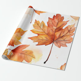 Papel De Presente Rustic Leaves: Padrões Quentes de Outono