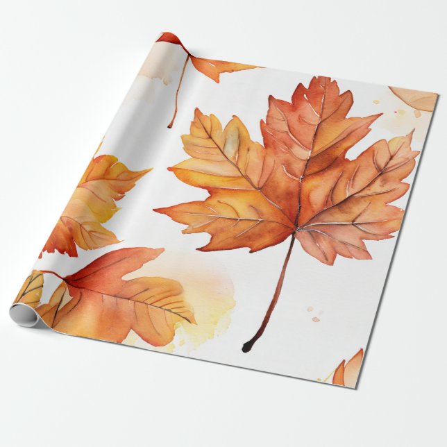 Papel De Presente Rustic Leaves: Padrões Quentes de Outono (Desenrolado)