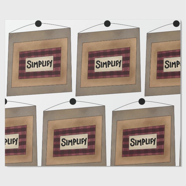 Papel De Presente Rustic Minimalist Simplify Word Art Sign (Aberto)