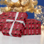 Papel De Presente Rustic Moose Snowflake Pine Tree Christmas Red<br><div class="desc">Enrole seus presentes de férias neste jornal de estilo rústico. Este papel de embrulho de Natal apresenta um alce,  floco de neve e design de pinheiro em vermelho.</div>