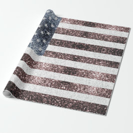 Papel De Presente Rustic Red White Blue Sparkles bandeira dos EUA