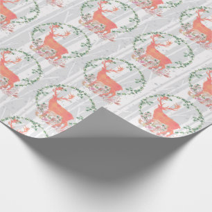 Papel De Presente Rustic Reindeer Boho Watercolor