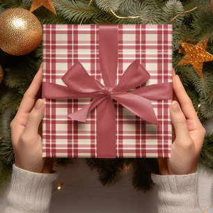 Papel De Presente Rustic Reverie Embalagem da Xadrez vermelha da f
