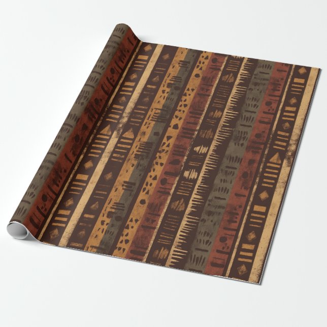 Papel De Presente Rustic Southwestern Stripe Pattern (5) (Desenrolado)