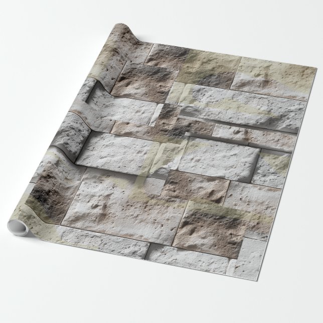 Papel De Presente Rustic Stone Travertine Backsplash  (Desenrolado)