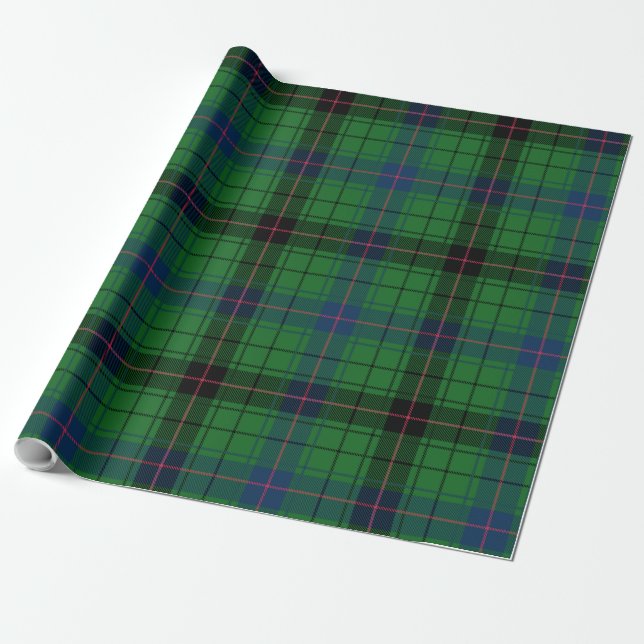 Papel De Presente Rustic Tartan Davidson Xadrez Verde Azul Preto (Desenrolado)