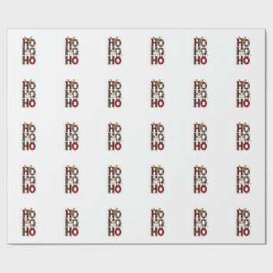 Papel De Presente • Rustic Vermelho Xadrez Ho Ho Ho Papai Noel Bebê 