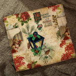 Papel De Presente Rustic Vintage Dourada Ephemera de Natal Floral<br><div class="desc">Imagens de Natal elegantes,  quentes e eternos,  com poinsetos vermelhos e rosas antigos,  tipografia iluminada elegante,  lanterna brilhante,  holly,  música,  coro e robins em fundo dourado angustiado com roteiro manuscrito,  amargos de ornamentado e damasco vertiginoso. O padrão é perfeito e dimensionável.</div>