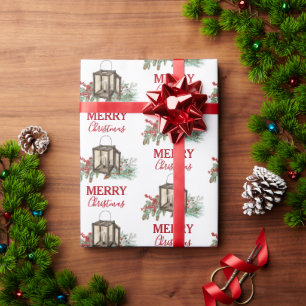 Papel De Presente Rustic Watercolor - Lanterna Pine Berries