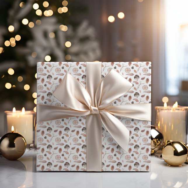 Papel De Presente Rustic Winter Woodland | Feriado de Folha de Aves  (Criador carregado)