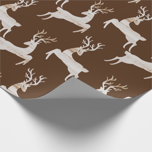 Papel De Presente Rustic Wood Deer Christmas (Ponta)