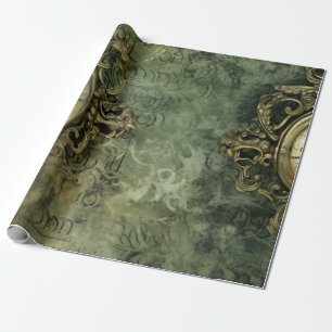 Papel De Presente Rústico Esmeralda Verde Antigo Steampunk