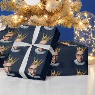 Papel De Presente Ruth Bader Ginsburg com Dourada Coroa