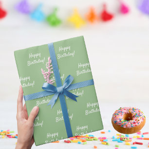 Papel De Presente Sábado de aniversário verde branco