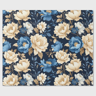 Papel De Presente Saco de Presente Flores Vitorianas Azuis
