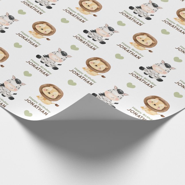 Papel De Presente Safari Animais Selvagens Um Papel De Embalagem (Ponta)