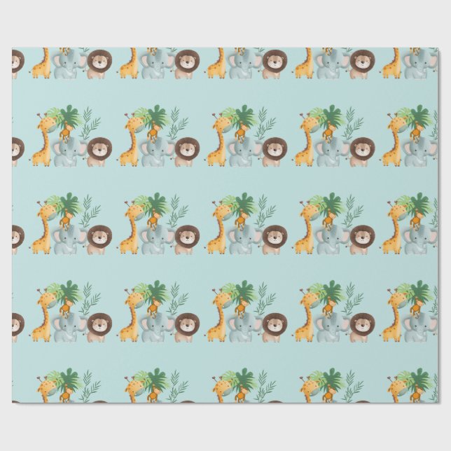Papel De Presente Safari Animals jungle Tropical  (Aberto)