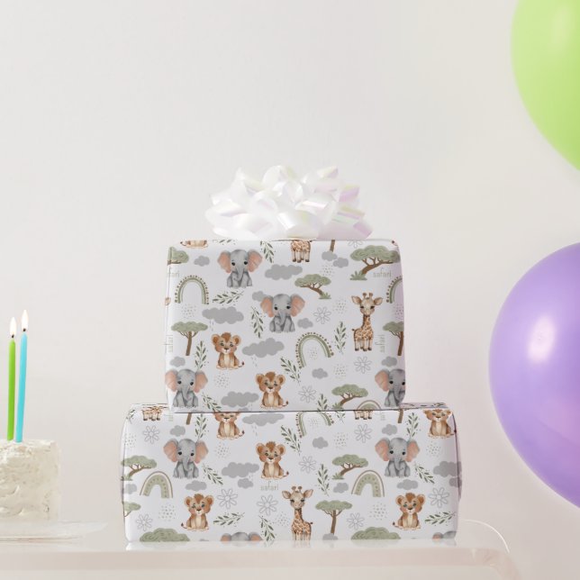 Papel De Presente Safari Bebês Chá de fraldas (Presentes para festas)
