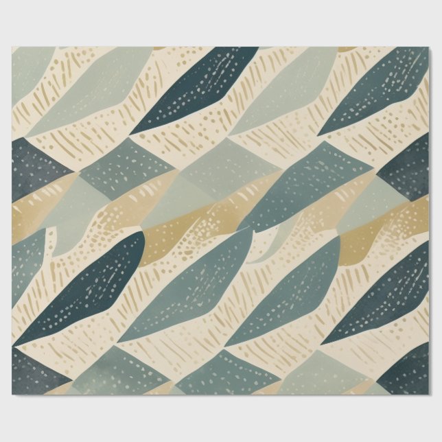 Papel De Presente Sage Coastal Batik Parang Geométrico Inspirado (Aberto)