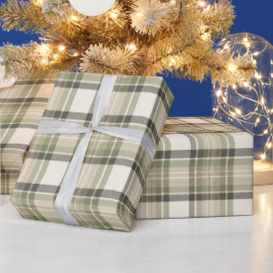 Papel De Presente Sage Cottage Xadrez de Tartan Verde Sage